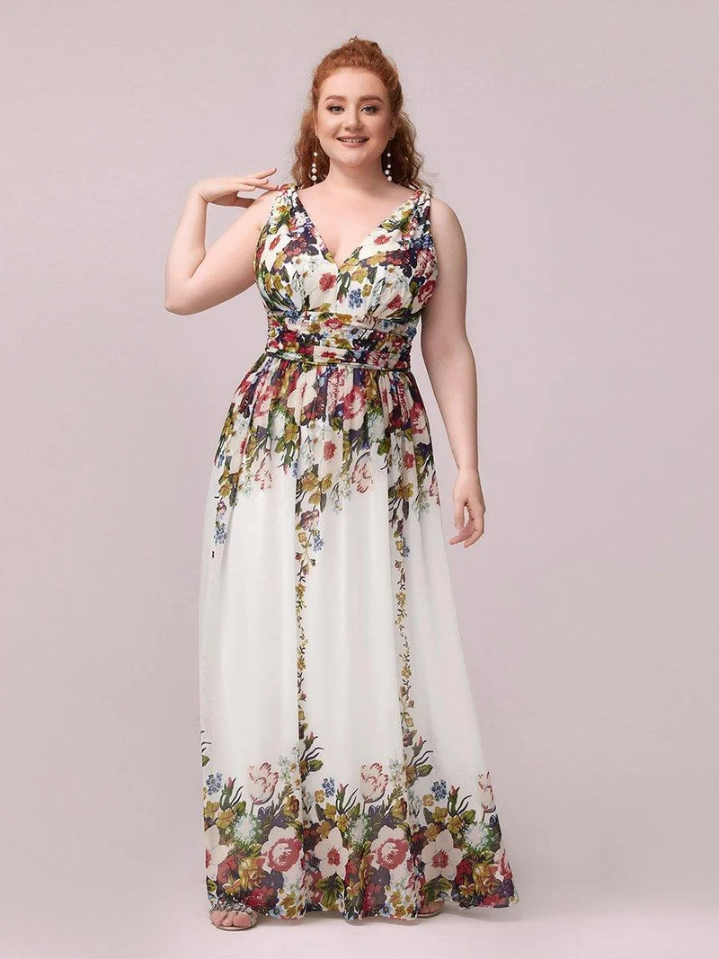 pretty HUSH|Robe de demoiselle d'honneur en mousseline de soie à col en V grande taille