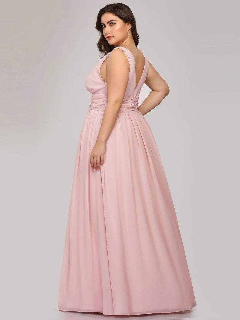 pretty HUSH|Robe de demoiselle d'honneur en mousseline de soie à col en V grande taille