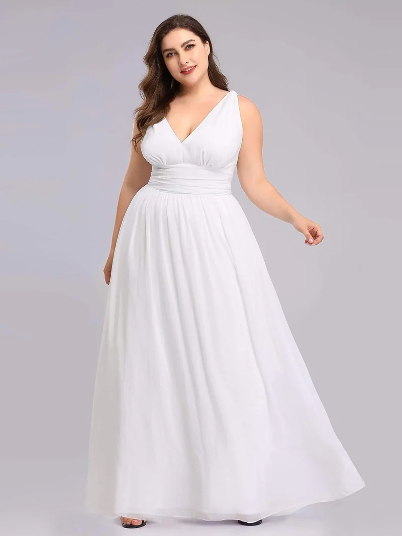 pretty HUSH|Robe de demoiselle d'honneur en mousseline de soie à col en V grande taille