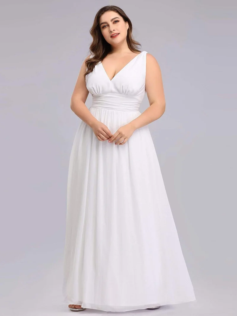 pretty HUSH|Robe de demoiselle d'honneur en mousseline de soie à col en V grande taille