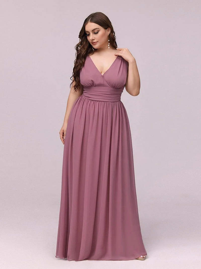 pretty HUSH|Robe de demoiselle d'honneur en mousseline de soie à col en V grande taille