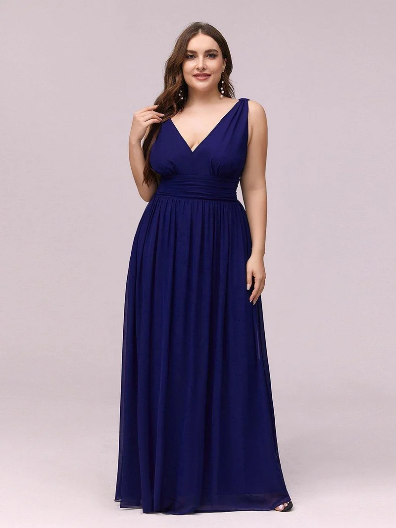 pretty HUSH|Robe de demoiselle d'honneur en mousseline de soie à col en V grande taille