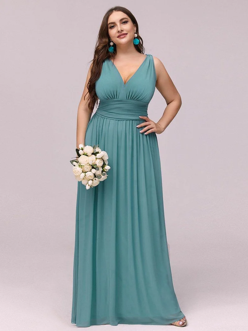 pretty HUSH|Robe de demoiselle d'honneur en mousseline de soie à col en V grande taille