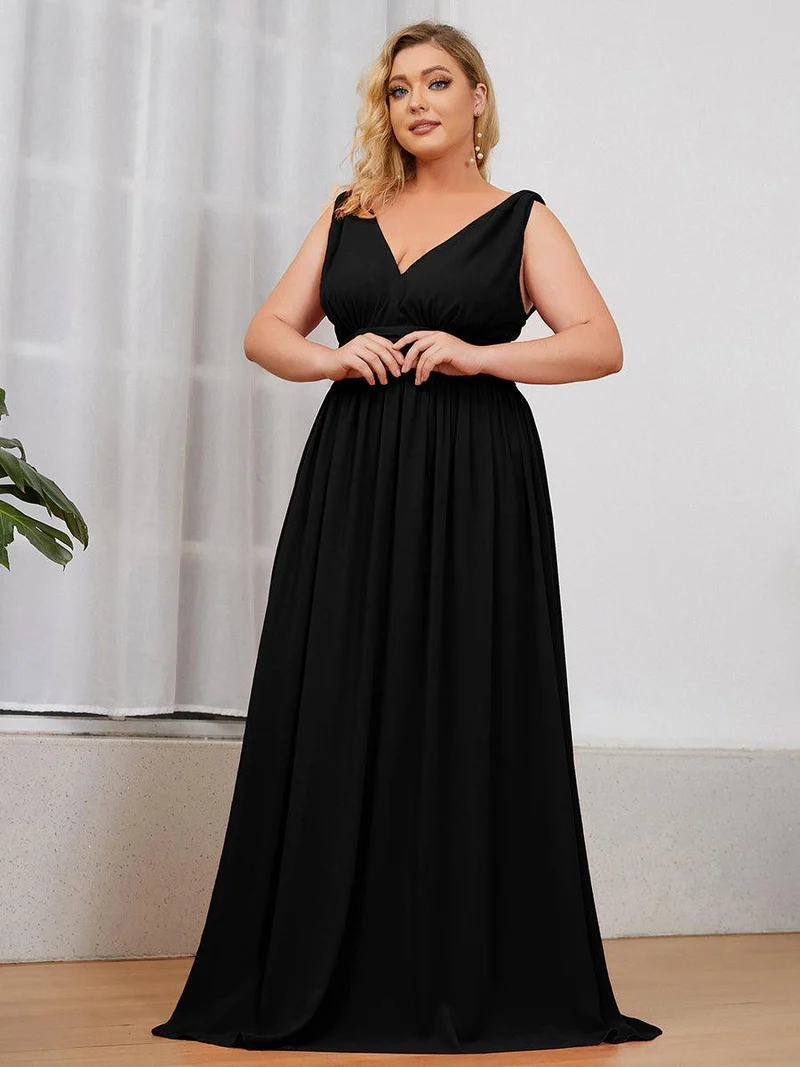 pretty HUSH|Robe de demoiselle d'honneur en mousseline de soie à col en V grande taille