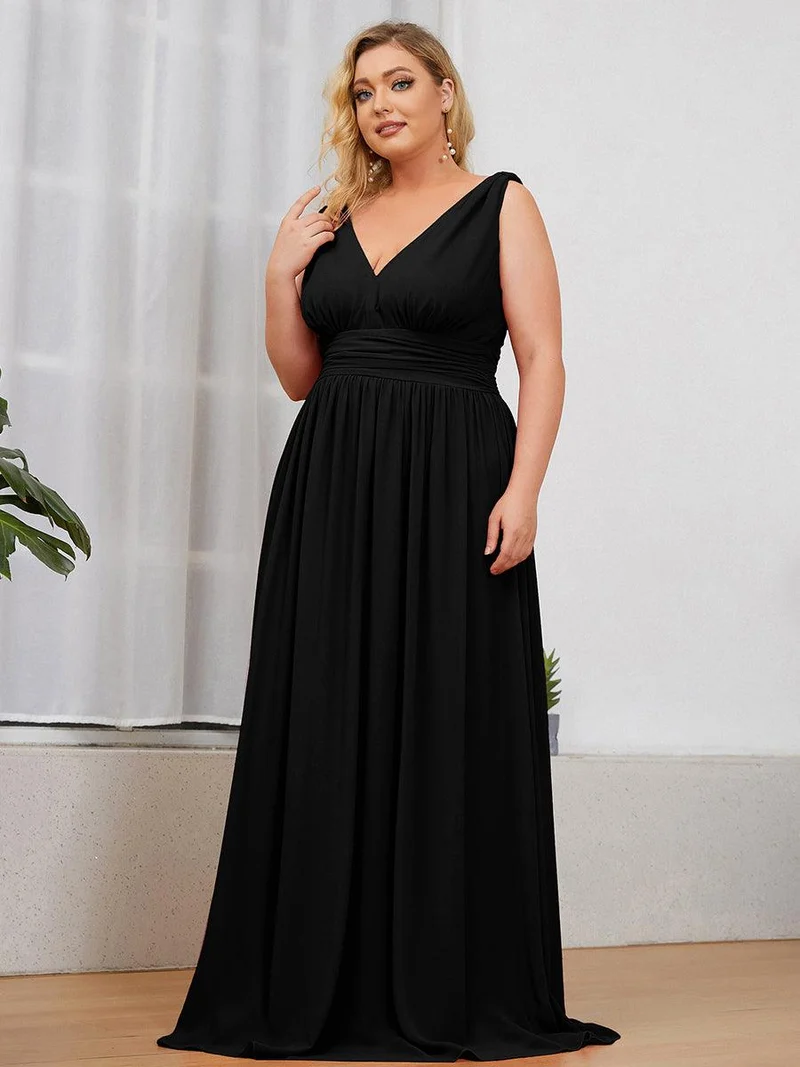 pretty HUSH|Robe de demoiselle d'honneur en mousseline de soie à col en V grande taille