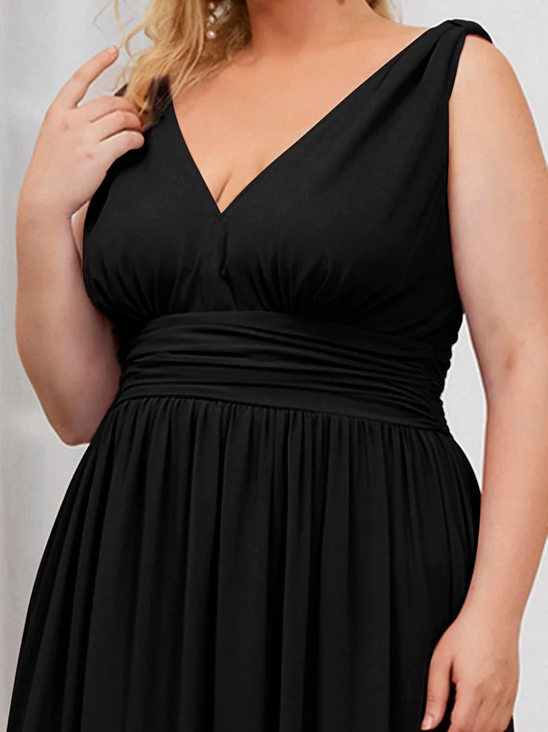 pretty HUSH|Robe de demoiselle d'honneur en mousseline de soie à col en V grande taille