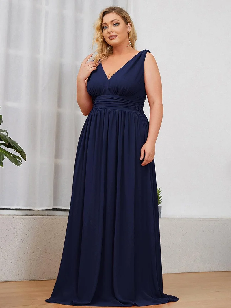 pretty HUSH|Robe de demoiselle d'honneur en mousseline de soie à col en V grande taille