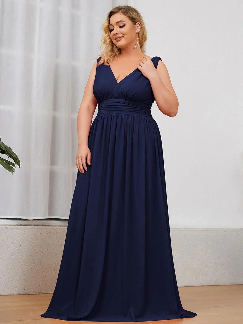 pretty HUSH|Robe de demoiselle d'honneur en mousseline de soie à col en V grande taille