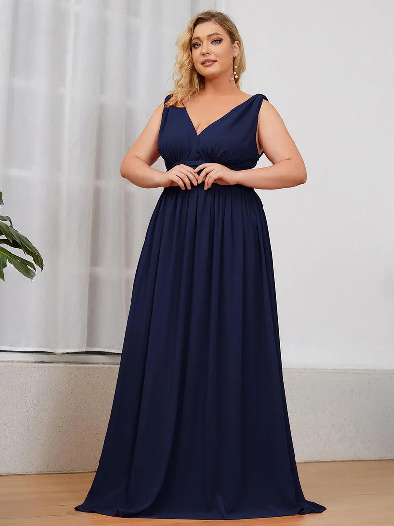 pretty HUSH|Robe de demoiselle d'honneur en mousseline de soie à col en V grande taille