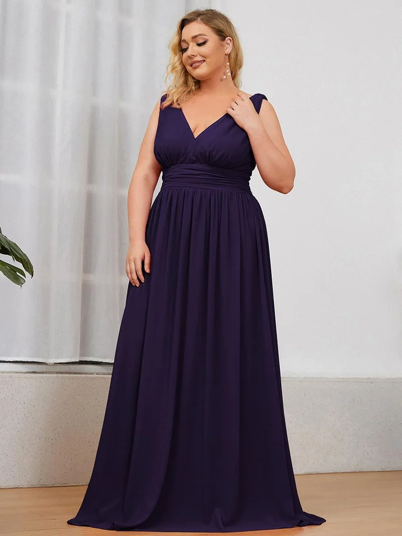 pretty HUSH|Robe de demoiselle d'honneur en mousseline de soie à col en V grande taille