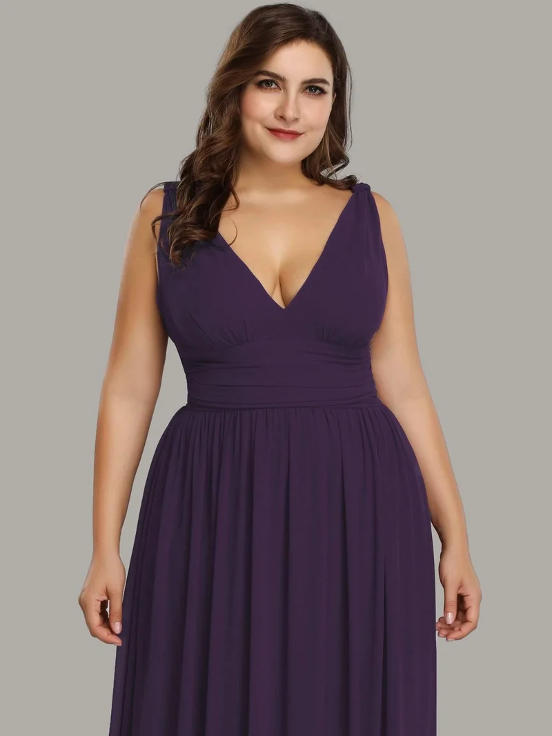 pretty HUSH|Robe de demoiselle d'honneur en mousseline de soie à col en V grande taille