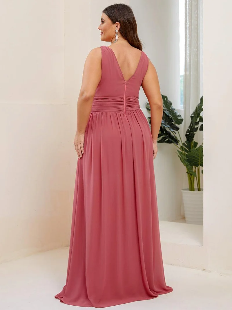 pretty HUSH|Robe de demoiselle d'honneur en mousseline de soie à col en V grande taille