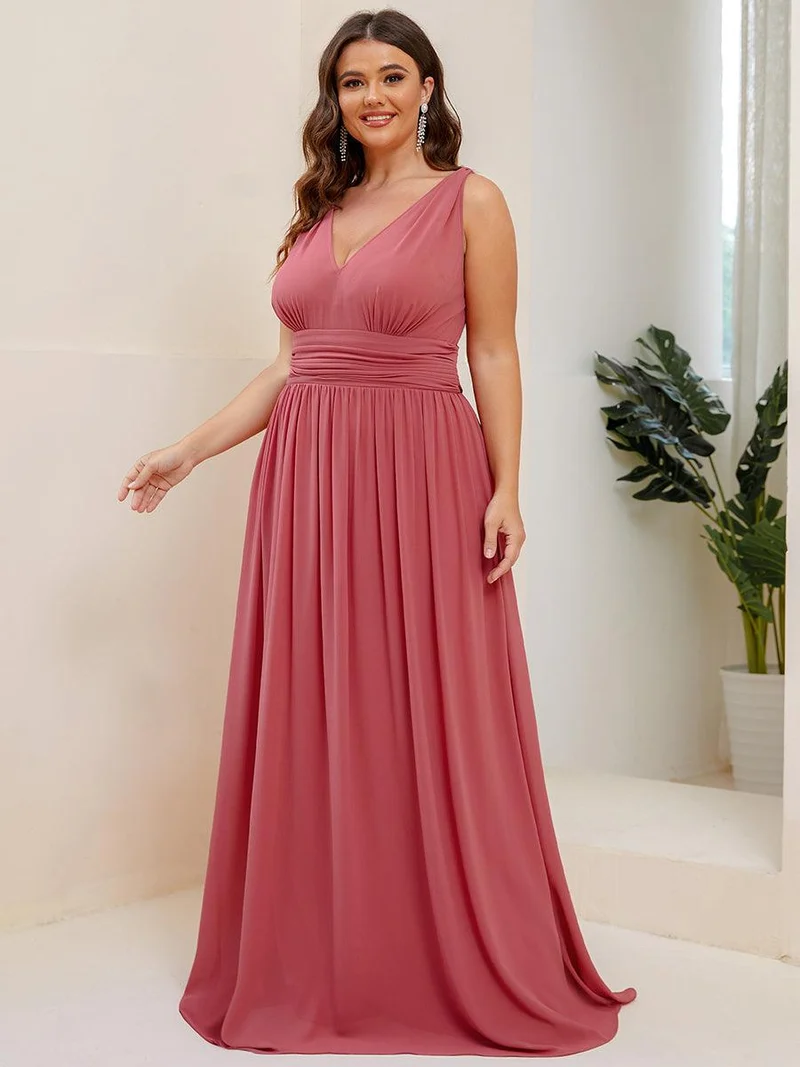 pretty HUSH|Robe de demoiselle d'honneur en mousseline de soie à col en V grande taille