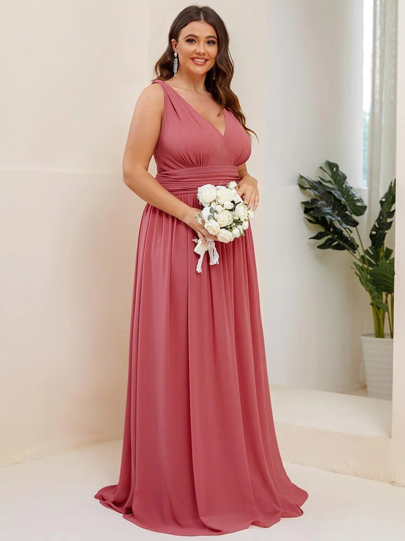pretty HUSH|Robe de demoiselle d'honneur en mousseline de soie à col en V grande taille