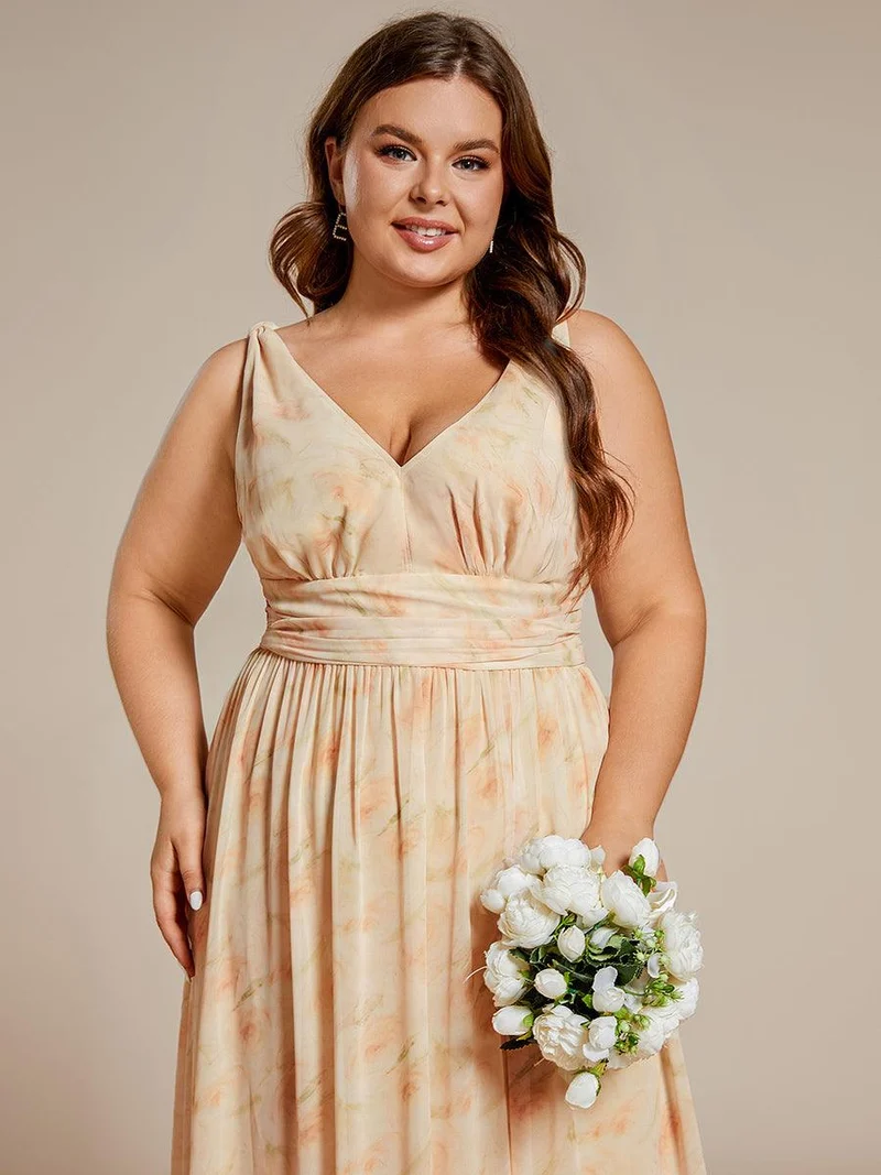 pretty HUSH|Robe de demoiselle d'honneur en mousseline de soie à col en V grande taille