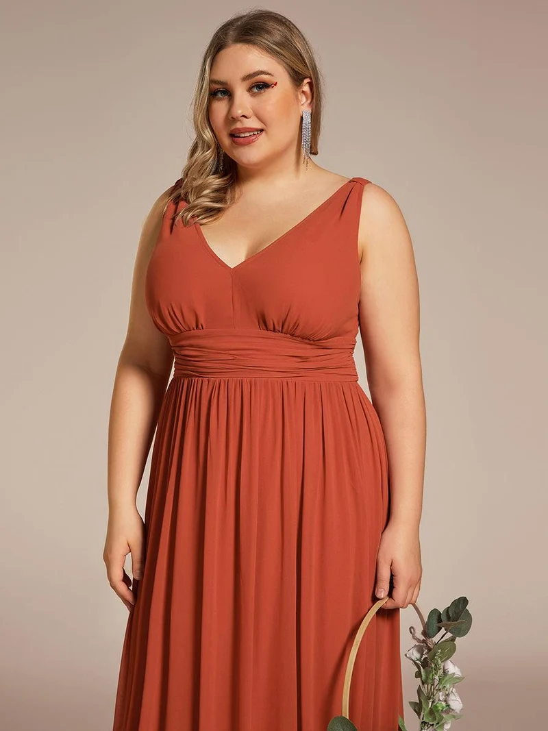pretty HUSH|Robe de demoiselle d'honneur en mousseline de soie à col en V grande taille