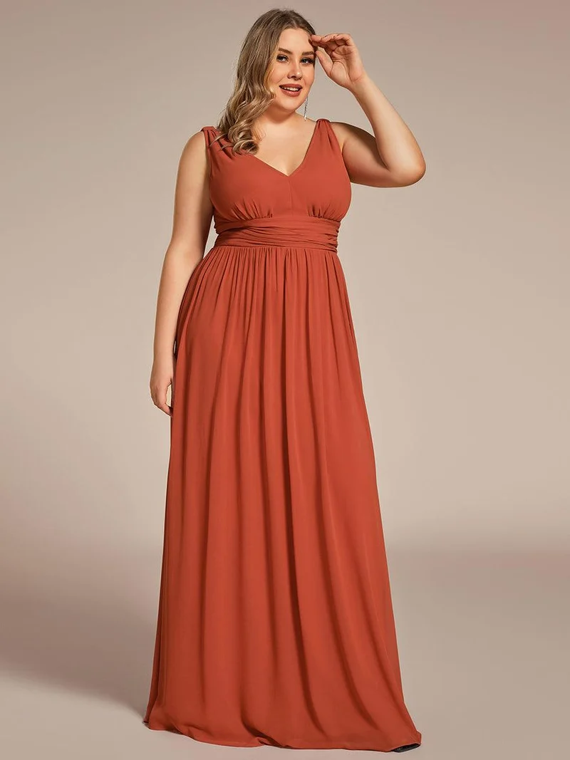 pretty HUSH|Robe de demoiselle d'honneur en mousseline de soie à col en V grande taille