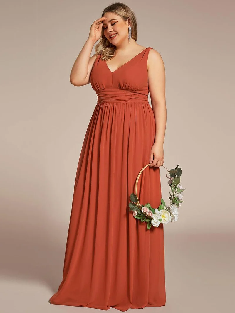 pretty HUSH|Robe de demoiselle d'honneur en mousseline de soie à col en V grande taille