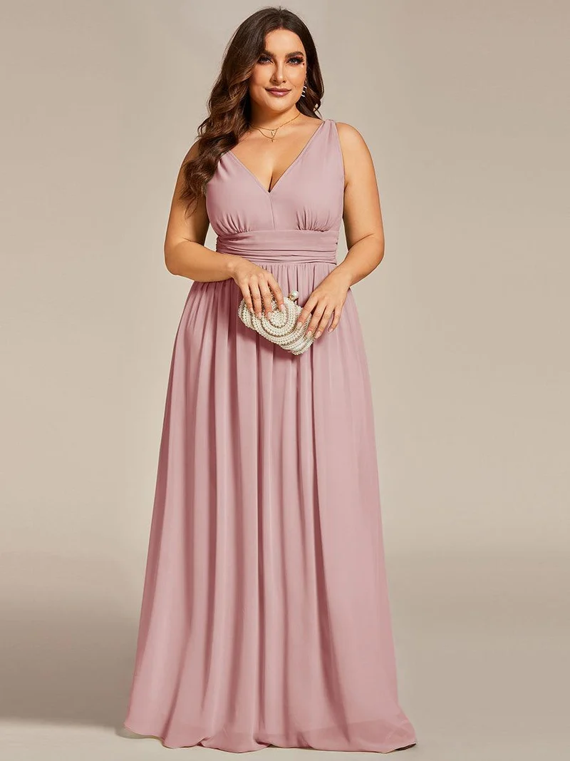 pretty HUSH|Robe de demoiselle d'honneur en mousseline de soie à col en V grande taille