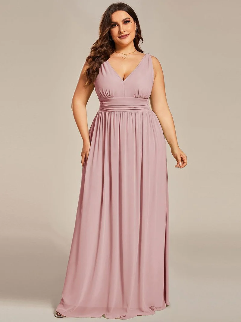 pretty HUSH|Robe de demoiselle d'honneur en mousseline de soie à col en V grande taille