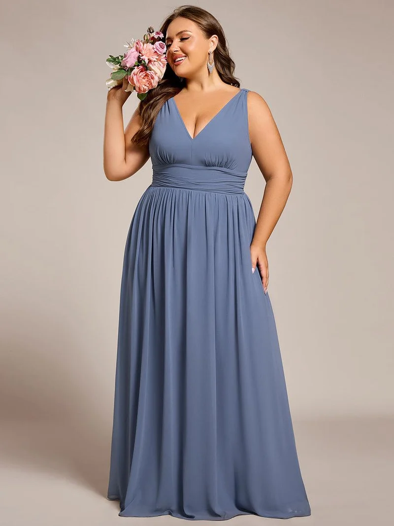 pretty HUSH|Robe de demoiselle d'honneur en mousseline de soie à col en V grande taille