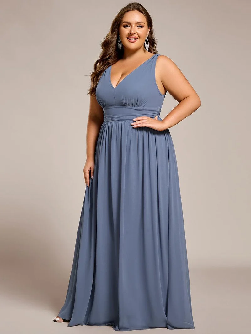 pretty HUSH|Robe de demoiselle d'honneur en mousseline de soie à col en V grande taille