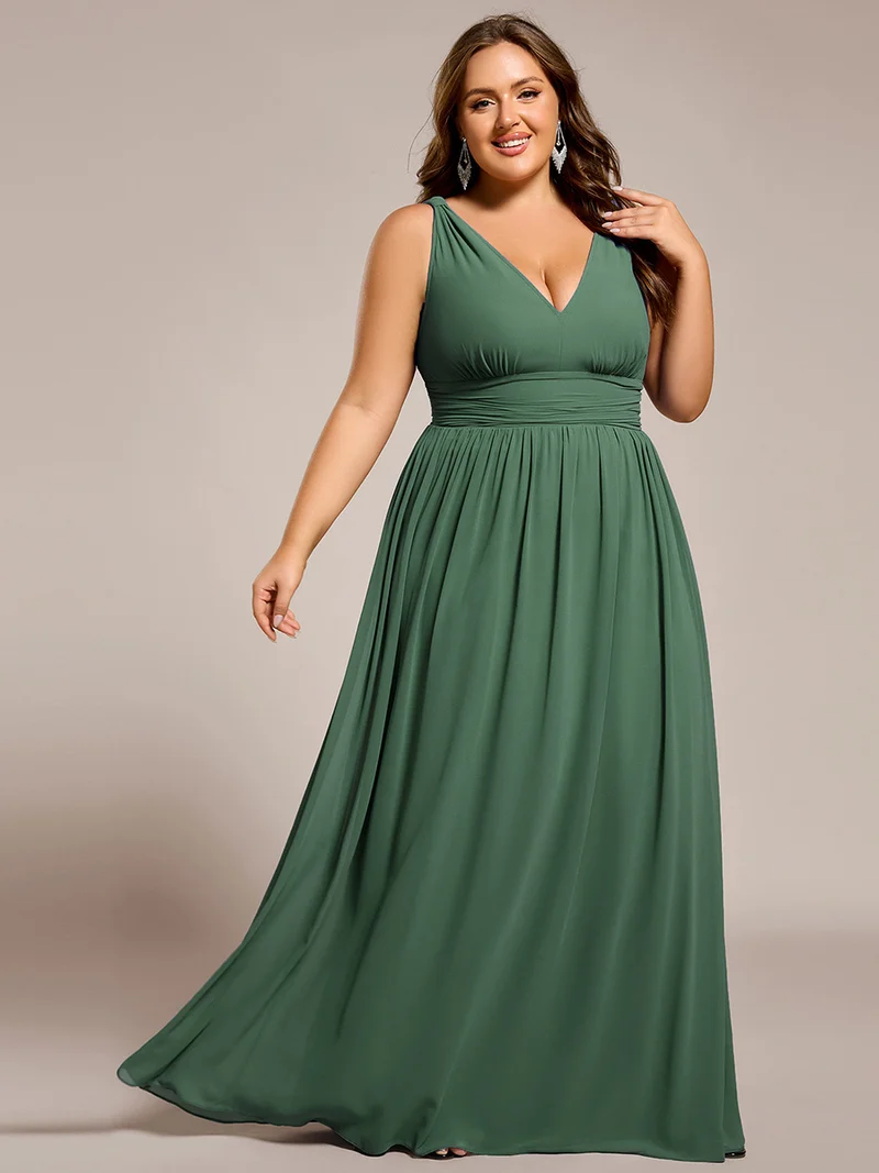 pretty HUSH|Robe de demoiselle d'honneur en mousseline de soie à col en V grande taille