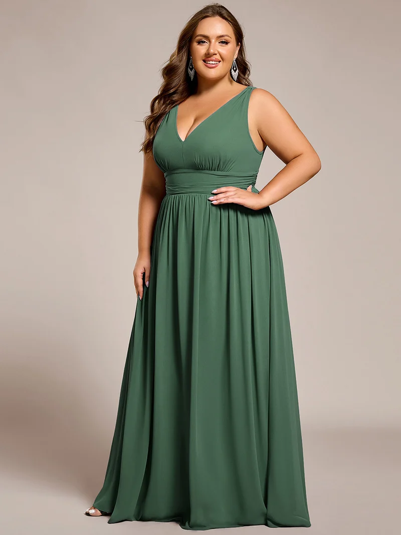 pretty HUSH|Robe de demoiselle d'honneur en mousseline de soie à col en V grande taille