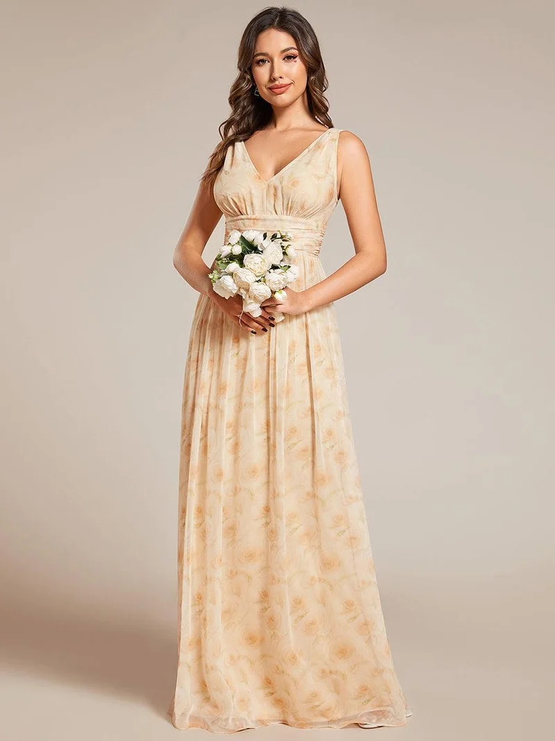 ever HUSH|Robe de demoiselle d'honneur en mousseline à col en V