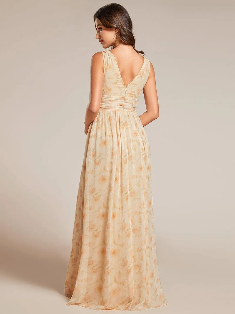 ever HUSH|Robe de demoiselle d'honneur en mousseline à col en V