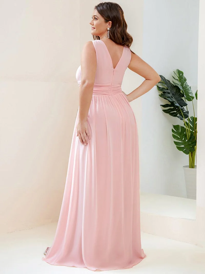 ever HUSH|Robe de demoiselle d'honneur en mousseline à col en V