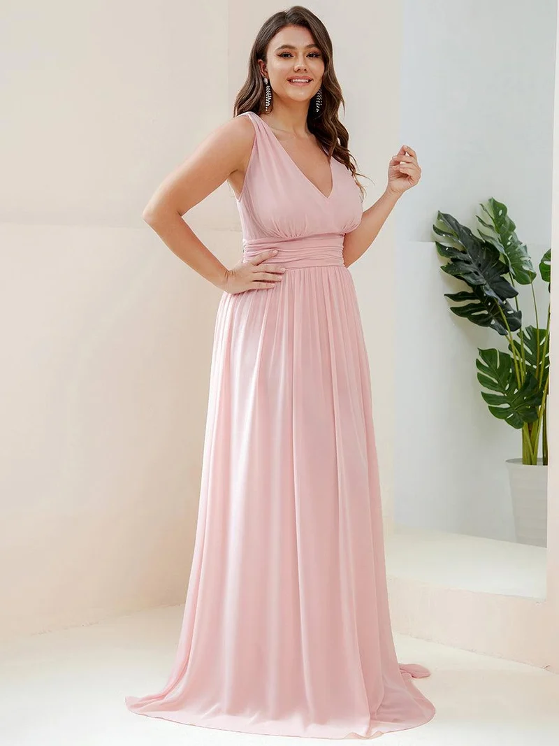 ever HUSH|Robe de demoiselle d'honneur en mousseline à col en V