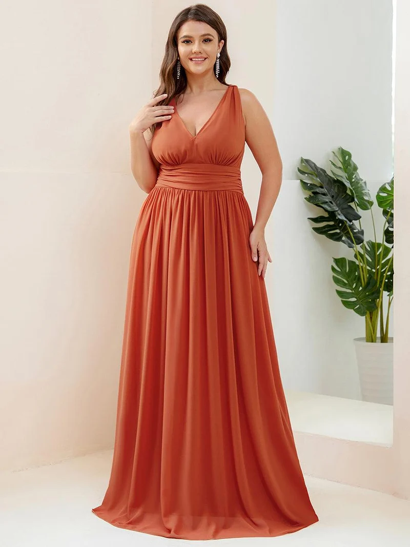 ever HUSH|Robe de demoiselle d'honneur en mousseline à col en V