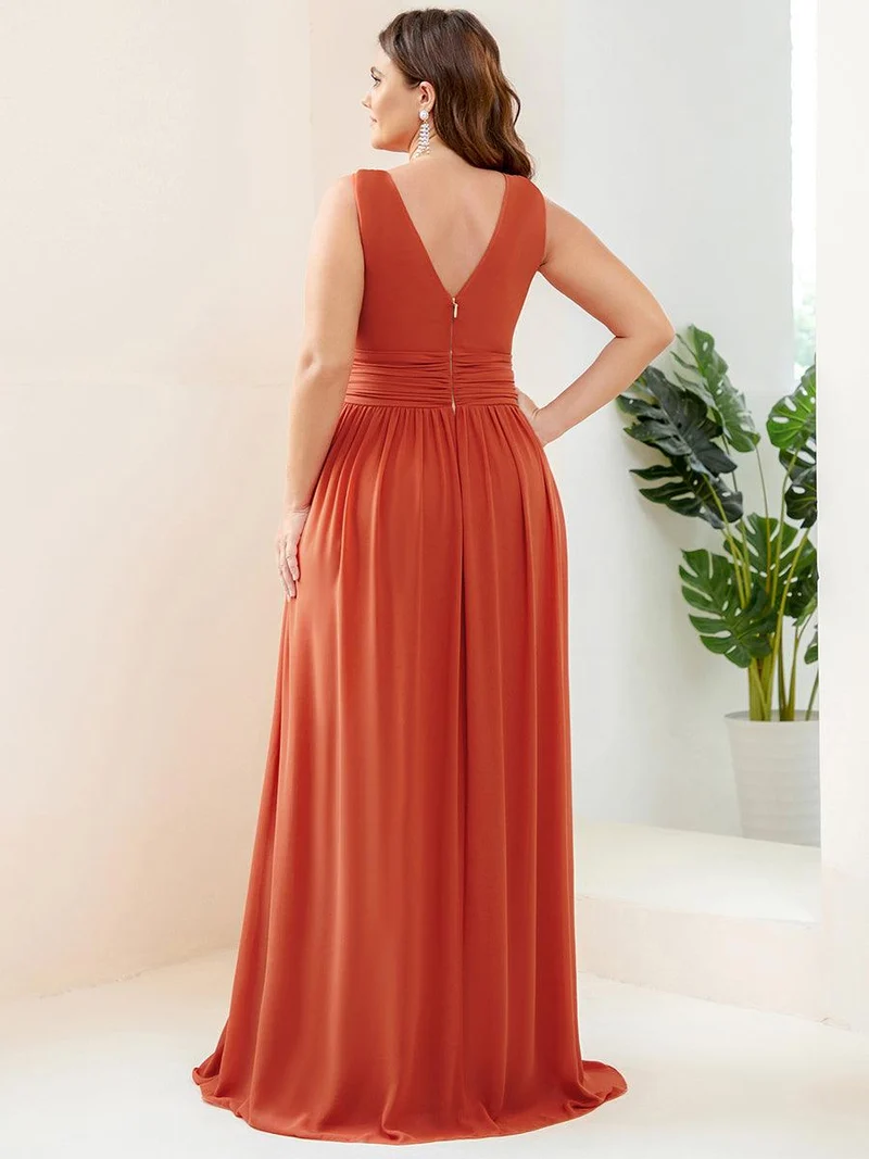 ever HUSH|Robe de demoiselle d'honneur en mousseline à col en V