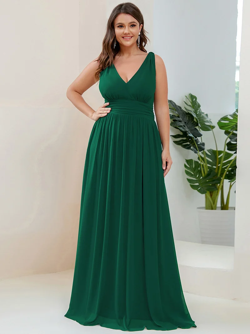 ever HUSH|Robe de demoiselle d'honneur en mousseline à col en V