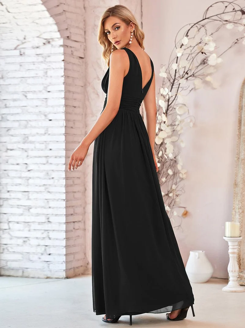 ever HUSH|Robe de demoiselle d'honneur en mousseline à col en V