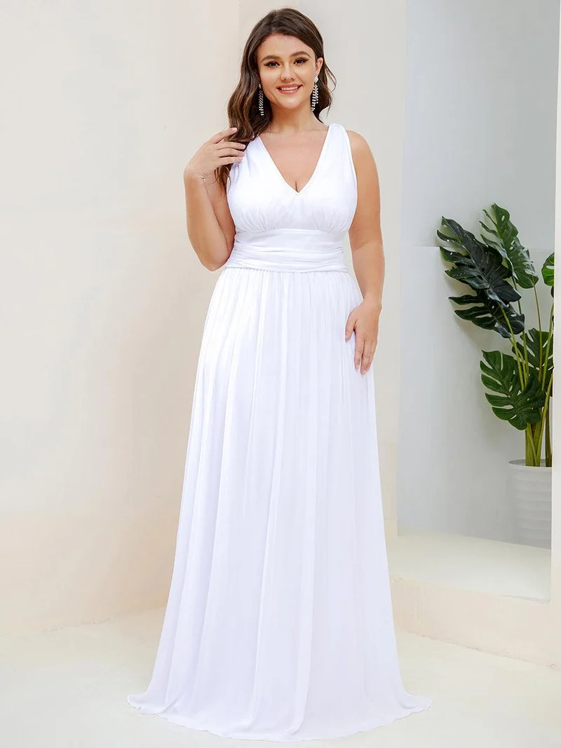 ever HUSH|Robe de demoiselle d'honneur en mousseline à col en V