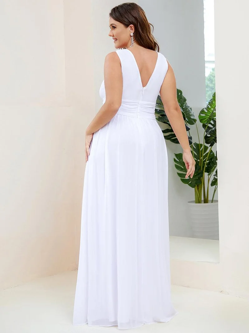 ever HUSH|Robe de demoiselle d'honneur en mousseline à col en V