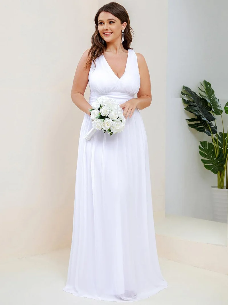 ever HUSH|Robe de demoiselle d'honneur en mousseline à col en V