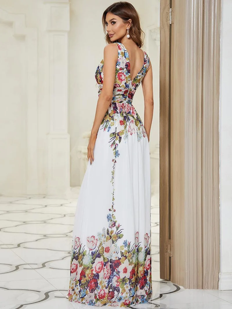 ever HUSH|Robe de demoiselle d'honneur en mousseline à col en V