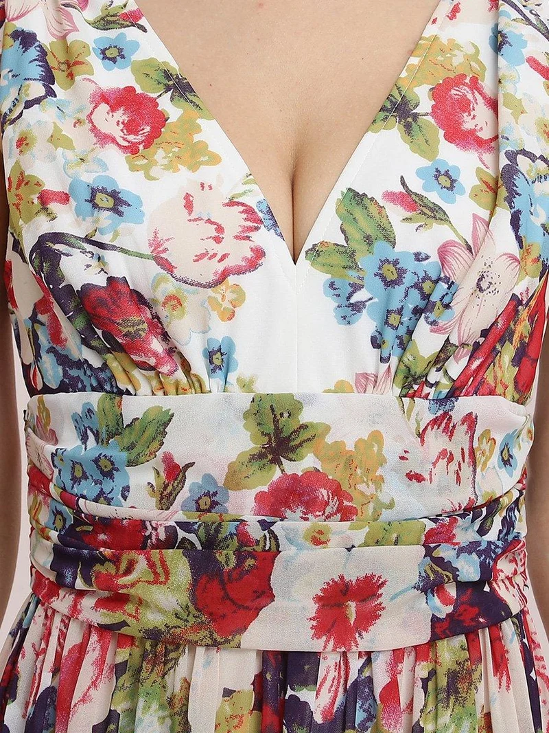 ever HUSH|Robe de demoiselle d'honneur en mousseline à col en V