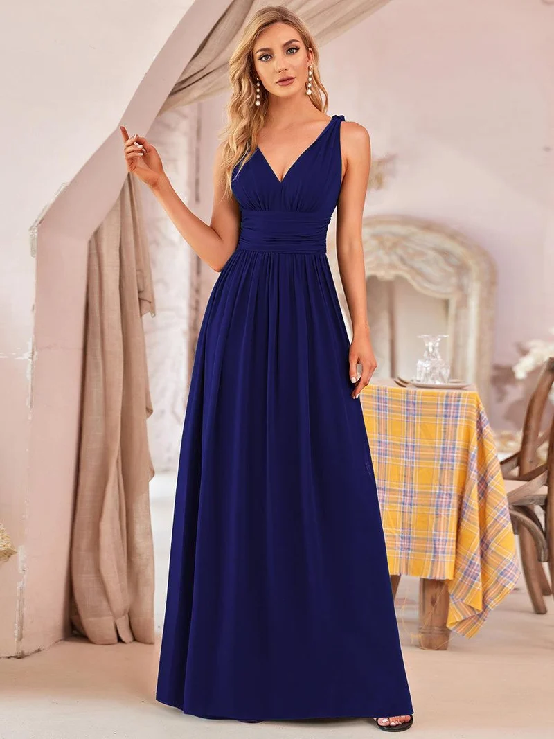 ever HUSH|Robe de demoiselle d'honneur en mousseline à col en V