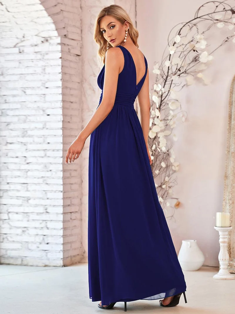 ever HUSH|Robe de demoiselle d'honneur en mousseline à col en V