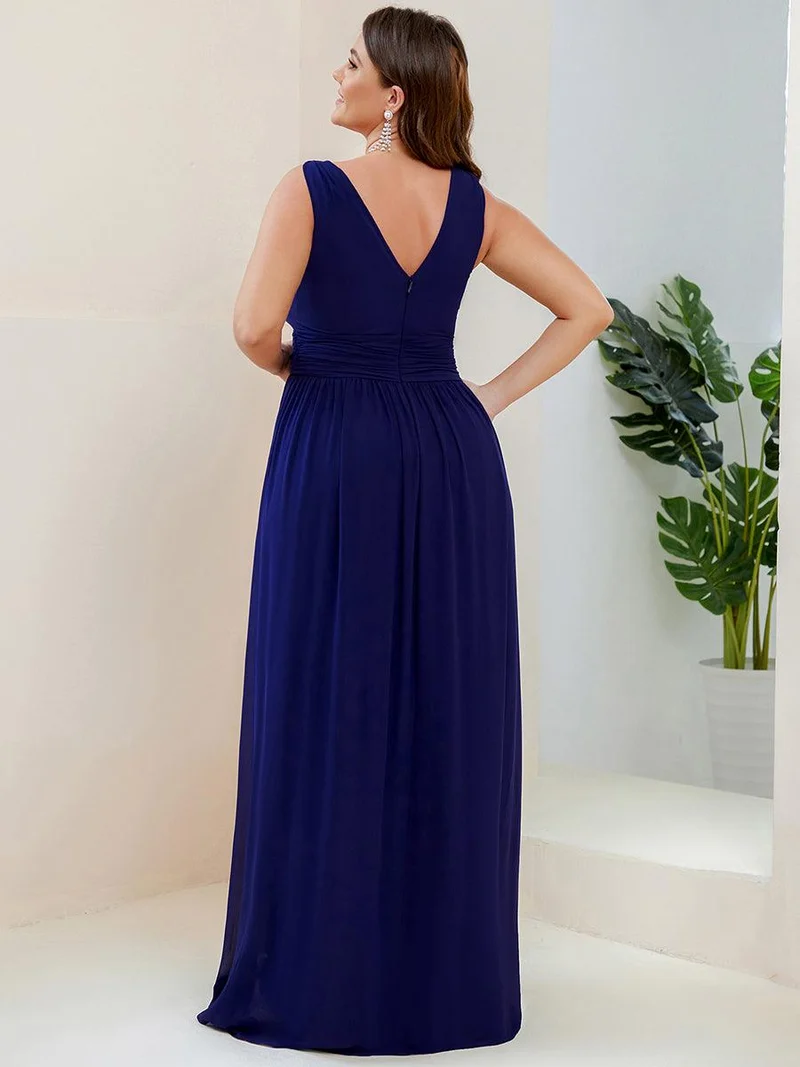 ever HUSH|Robe de demoiselle d'honneur en mousseline à col en V