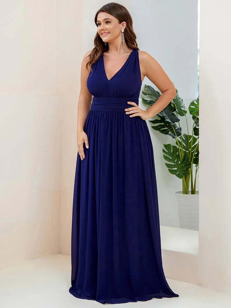 ever HUSH|Robe de demoiselle d'honneur en mousseline à col en V