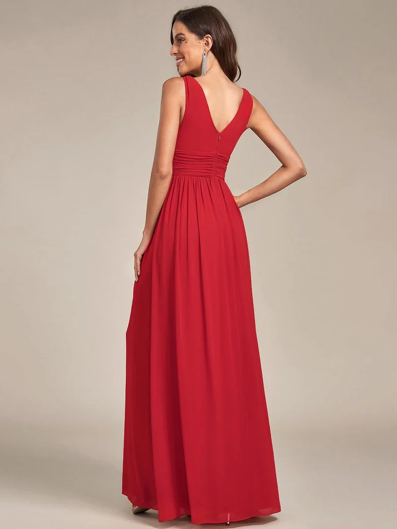 ever HUSH|Robe de demoiselle d'honneur en mousseline à col en V