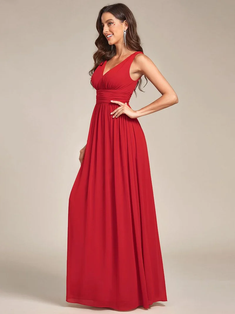 ever HUSH|Robe de demoiselle d'honneur en mousseline à col en V