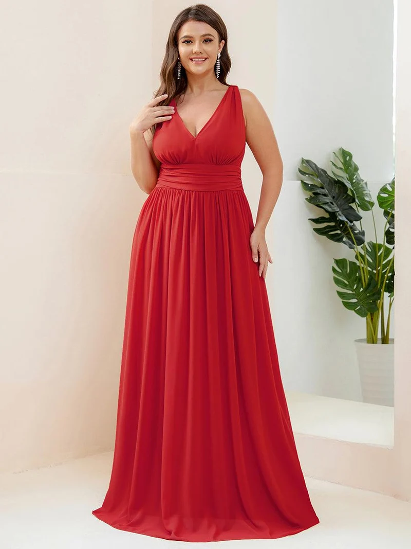 ever HUSH|Robe de demoiselle d'honneur en mousseline à col en V