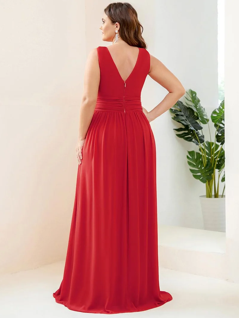 ever HUSH|Robe de demoiselle d'honneur en mousseline à col en V