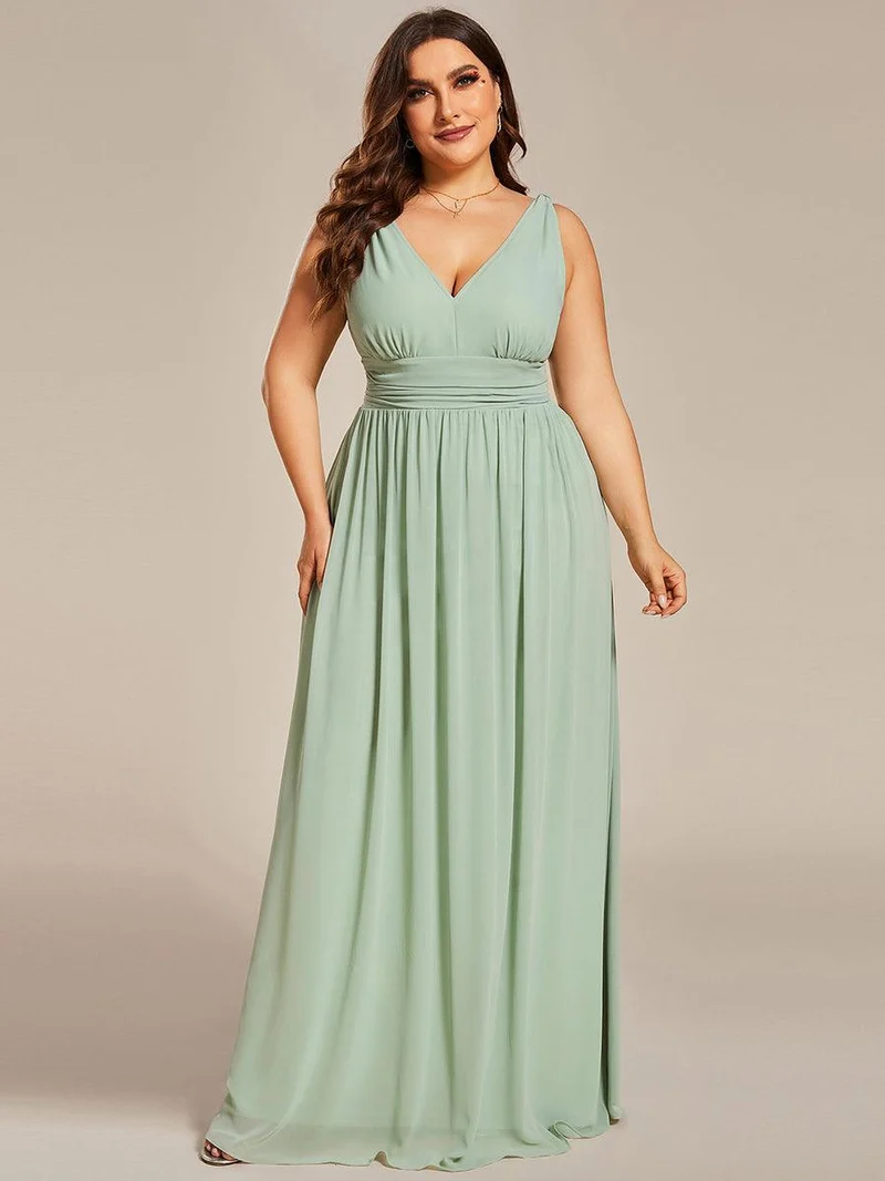 ever HUSH|Robe de demoiselle d'honneur en mousseline à col en V